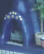 Kathy's Earthship - fireplace detail.